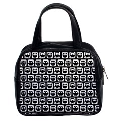 Black And White Owl Pattern Classic Handbags (2 Sides) by GardenOfOphir