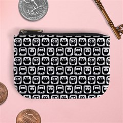 Black And White Owl Pattern Mini Coin Purses by GardenOfOphir