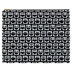 Black And White Owl Pattern Cosmetic Bag (xxxl)  by GardenOfOphir