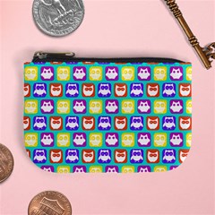 Colorful Whimsical Owl Pattern Mini Coin Purses by GardenOfOphir