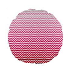 Pink Gradient Chevron Standard 15  Premium Flano Round Cushions by CraftyLittleNodes