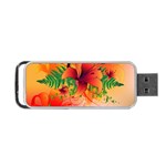 Awesome Red Flowers With Leaves Portable USB Flash (One Side) Front