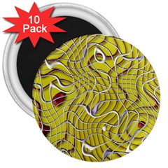 Ribbon Chaos 2 Yellow 3  Magnets (10 Pack) 