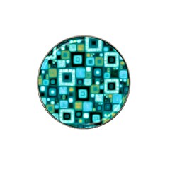 Teal Squares Hat Clip Ball Marker