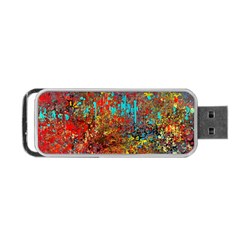 Abstract In Red, Turquoise, And Yellow Portable Usb Flash (one Side)