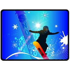 Snowboarding Double Sided Fleece Blanket (large) 