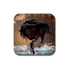 Beautiful Horse With Water Splash Rubber Coaster (square) 