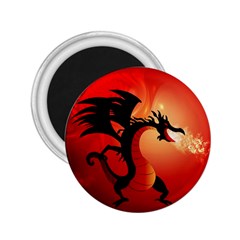 Funny, Cute Dragon With Fire 2 25  Magnets by FantasyWorld7