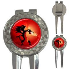 Funny, Cute Dragon With Fire 3-in-1 Golf Divots by FantasyWorld7