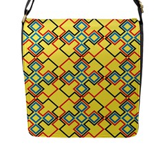 Shapes On A Yellow Background Flap Closure Messenger Bag (l) by LalyLauraFLM