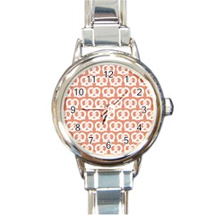 Salmon Pretzel Illustrations Pattern Round Italian Charm Watches by GardenOfOphir