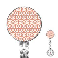 Salmon Pretzel Illustrations Pattern Stainless Steel Nurses Watches by GardenOfOphir