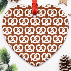 Brown Pretzel Illustrations Pattern Heart Ornament (2 Sides) by GardenOfOphir