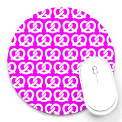 Pink Pretzel Illustrations Pattern Round Mousepads by GardenOfOphir