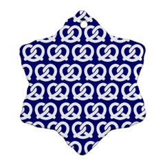 Navy Pretzel Illustrations Pattern Ornament (snowflake)  by GardenOfOphir