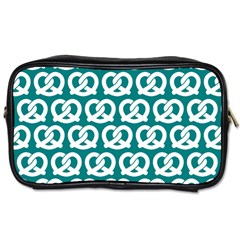 Teal Pretzel Illustrations Pattern Toiletries Bags 2-side by GardenOfOphir