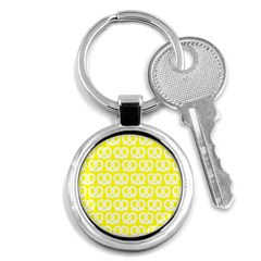 Yellow Pretzel Illustrations Pattern Key Chains (round)  by GardenOfOphir