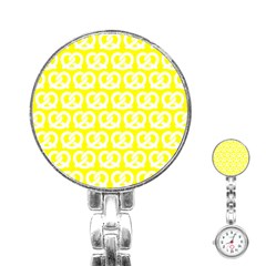 Yellow Pretzel Illustrations Pattern Stainless Steel Nurses Watches by GardenOfOphir