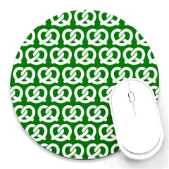 Green Pretzel Illustrations Pattern Round Mousepads by GardenOfOphir