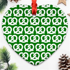 Green Pretzel Illustrations Pattern Ornament (heart)  by GardenOfOphir