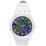 Colorful Abstract Stained Glass G301 Round Plastic Sport Watch (M) Front