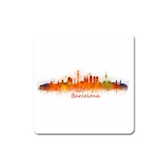 Barcelona City Art Square Magnet by hqphoto