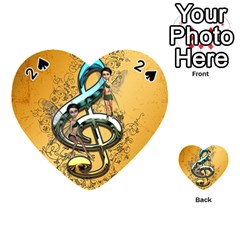 Music, Clef With Fairy And Floral Elements Playing Cards 54 (heart)  by FantasyWorld7