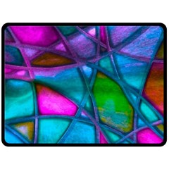 Imposant Abstract Teal Double Sided Fleece Blanket (large) 