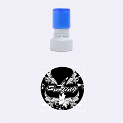 Surfboarder With Damask In Blue On Black Bakcground Rubber Round Stamps (small) by FantasyWorld7