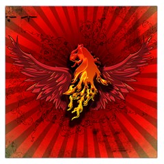 Lion With Flame And Wings In Yellow And Red Large Satin Scarf (square)