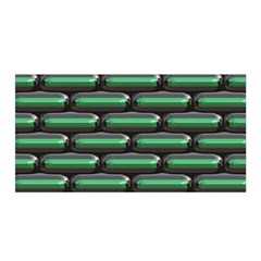 Green 3d Rectangles Pattern Satin Wrap