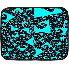 Teal On Black Funky Fractal Fleece Blanket (mini) by KirstenStar