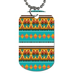 Tribal Design In Retro Colors Dog Tag (two Sides) by LalyLauraFLM