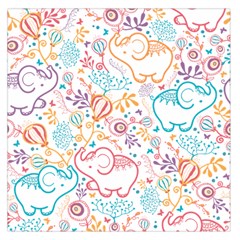 Cute Pastel Tones Elephant Pattern Large Satin Scarf (square)