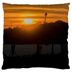 Aerial View Sunset Scene Of Montevideo Uruguay Large Flano Cushion Cases (one Side)  by dflcprints