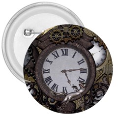 Steampunk, Awesome Clocks With Gears, Can You See The Cute Gescko 3  Buttons by FantasyWorld7