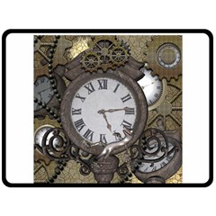 Steampunk, Awesome Clocks With Gears, Can You See The Cute Gescko Fleece Blanket (large) 