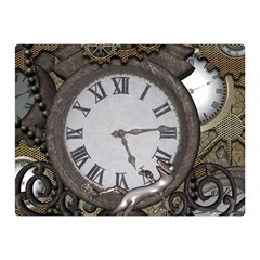 Steampunk, Awesome Clocks With Gears, Can You See The Cute Gescko Double Sided Flano Blanket (mini) 