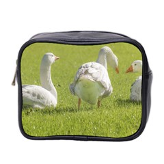 Group Of White Geese Resting On The Grass Mini Toiletries Bag 2-side by dflcprints