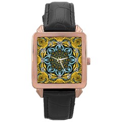 Blue Floral Fractal Rose Gold Watches by igorsin