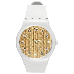 Light Beige Bamboo Round Plastic Sport Watch (m) by trendistuff