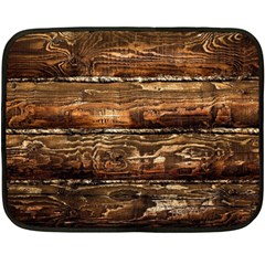 Dark Stained Wood Wall Double Sided Fleece Blanket (mini) 