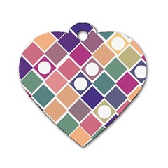 Dots And Squares Dog Tag Heart (one Side) by Kathrinlegg