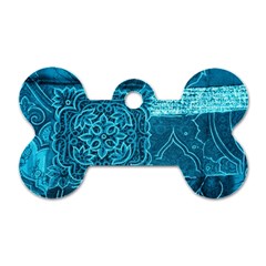 Blue Patchwork Dog Tag Bone (one Side) by trendistuff