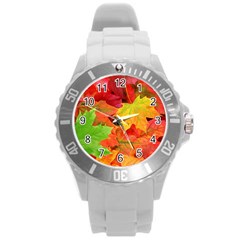 Autumn Leaves 1 Round Plastic Sport Watch (l) by trendistuff