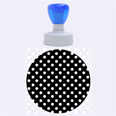 Black And White Polka Dots Rubber Round Stamps (large)