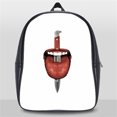 Tongue Cut By Kitchen Knife Photo Collage School Bags(large)  by dflcprints