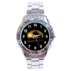 Sunset Scene At The Coast Of Montevideo Uruguay Stainless Steel Men s Watch by dflcprints