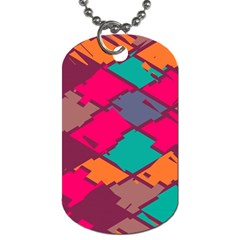 Pieces In Retro Colors			dog Tag (one Side) by LalyLauraFLM