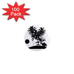 Tropical Scene Island Sunset Illustration 1  Mini Magnets (100 Pack)  by dflcprints